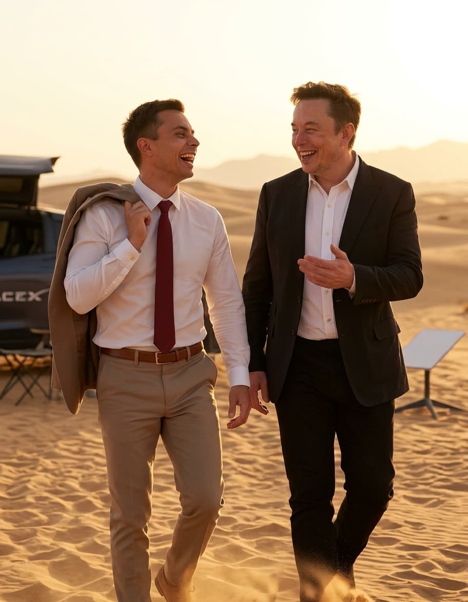 Realistic AI photo with Elon Musk
